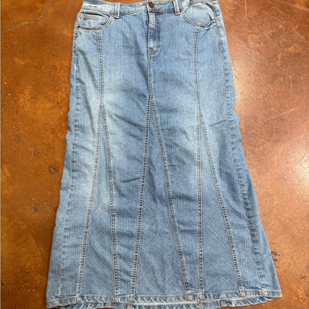 Nine West Classic Blue Denim Maxi Skirt